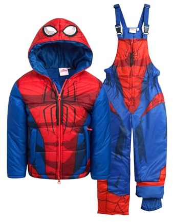Marvel Boys' Spider-Man Snowsuit - 2 Piece Ski Jacket and Snow Bib Ski Pants Overalls ToddlerBoy (2T-7), Size 3T, Spidey Red Blue
