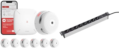 Detector de Humo X-Sense XS01-M ProConnected con estación Base SBS50 y as - Regleta de enchufes Schwabe de 8 vías 19 Rack