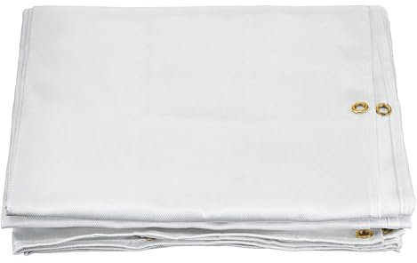 PJDDP Manta de Soldadura Ignífuga con Ojales, Manta Cortafuegos de Fibra de Vidrio Resistente hasta 1000 ℃, Manta de Fuego para Hogar,Cocina,Chimenea,Almacén,Automóviles,1.8x2.4M/6x8FT