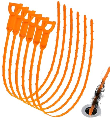 NHPY 6 Pezzi Pulizia del Tubo di Scarico A Spirale, 63.5Cm Ganci per La Pulizia del Lavello, Stura Lavandini E Scarichi, Pulizia dei Capelli del Serpente di Scarico A Spirale(Giallo)