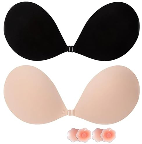 Soutien Gorge Dos Nu Soutien Gorge Invisible Adhesif Push up Sans Bretelle Remonte Sein Adhesif Coque Adhesive Soutiens-gorge Femme Grande Taille Sans Bretelles Réutilisable pour Robe de Soirée