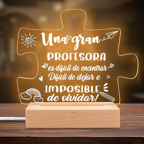 Rebundex Regalos para Profesoras Luz Nocturna Led Regalo Profesora Profesor | Regalos Originales para Profesores Regalo Maestra Regalos para Graduacion