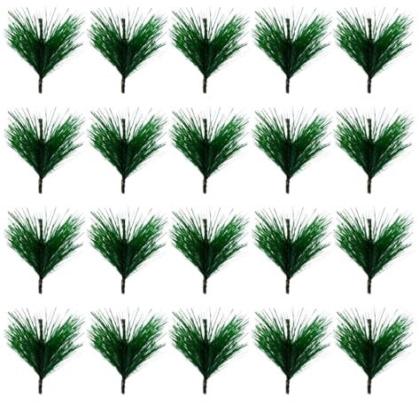 TVIVID Künstliche Tannennadeln, Zweige, künstliche Pflanzen, Buchsbaum-Plektren, DIY, zuschneidbar, Heimdekoration, Wintergrün, 20 Stück