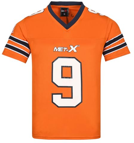Mens Oversized T-Shirt American Football Style Top Jersey 100% Polyester Team Shirt (Orange, 3XL)