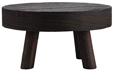 POYHKFD Mini-Holzhocker, Pflanzenständer, Runder Dekorativer Sukkulenten-Pflanzenständer, Holz-Pflanzenständer, Blumentopfhalter, Kleiner Runder Blumentopf-Ausstellungshalter aus Holz(Schwarz M)