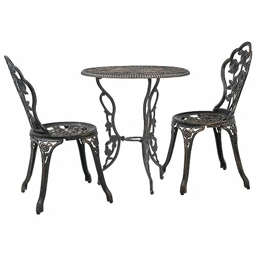 LAPOOH 3-delat bistroset gjutet aluminium, uteplats bistroset, trädgårdsbistroset, uteplats bordsstolar för balkong, gård, trädgård-47858