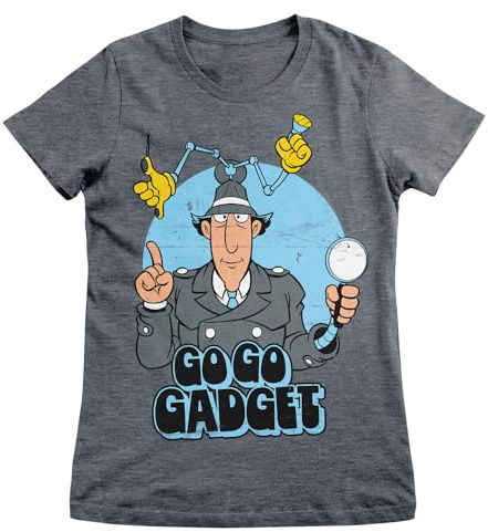 Inspector Gadget Licenciado Oficialmente Go Go Gadget Camiseta de Mujeres (Oscuro Heather), Small