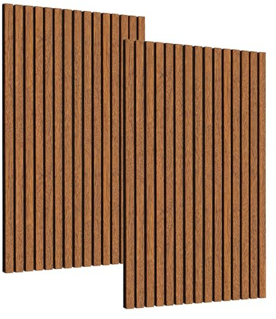 DecorAndDecor Lot de 2 panneaux muraux et de plafond à lattes acoustiques 3D MDF 120 x 60 cm Noyer