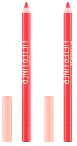 Maybelline New York Lifter Liner Lippenstift, feuchtigkeitsspendend, intensive Farbe, satiniertes Finish mit Hyaluronsäure und Jojobaöl, Farbe 09 Peaking – 2 Stifte