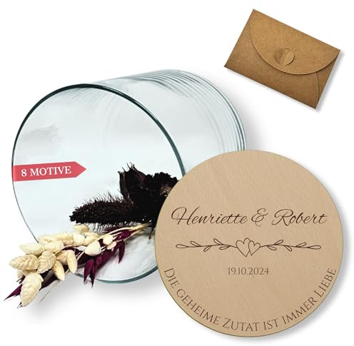 Personalisierte Vorratsgläser mit Deckel, Geldgeschenk Hochzeit, Hochzeitsgeschenk mit Gravur, Hochzeitsgeschenk personalisiert, Geldgeschenke zur Hochzeit, Geschenk zur Hochzeit (Design 1, 880ml)