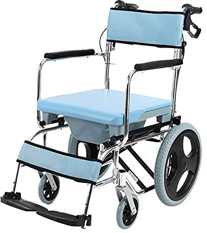 Fauteuil roulant de toilette pour adultes, chaise de douche avec accoudoirs et roues, toilettes mobiles pour personnes âgées, chaise de toilette antidérapante en alliage d'aluminium pour adultes,