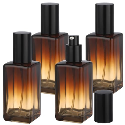 Segbeauty Contenant Voyage 100ml Marron, 4 Pièces Bouteille Vide en Verre, Flacon Avion Portable pour Trousse de Toilette Femme, Accessoires de Voyage