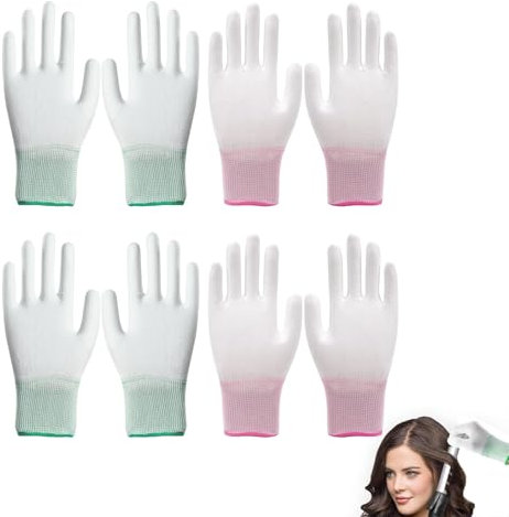 YSBCNK 4 Pairs Heat Resistant Gloves, Heat Protection Gloves for Hair Styling, Long Lasting & Comfortable Thermal Gloves for Hairdressers, Stylists, Beauticians (Pink, Green)