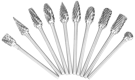 10pcs Tungsten Carbide Steel File Rotanti Set di Strumenti di Intaglio Intagliato in Metallo, con Alta Durezza, per Intaglio, Modellatura e Rimozione di Materiale in eccesso.