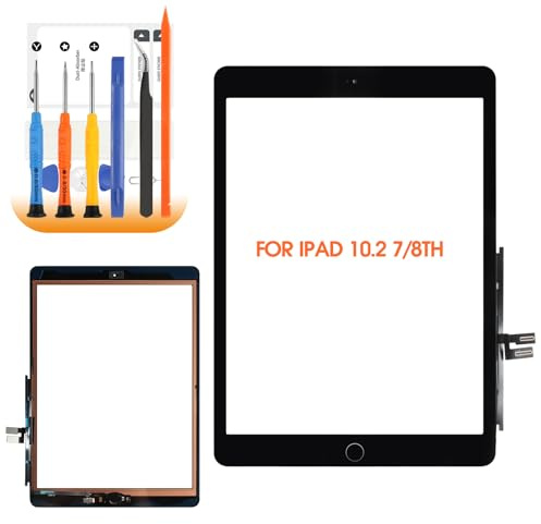 AGCUT 10.2 Screen Replacement for iPad 7th / 8th Gen Touch Screen for iPad 7 2019/8 2020 A2197 A2200 A2198 A2232 A2428 A2429 A2270 A2430 Digitizer Glass with Tools, Not LCD, With Home Button (Black)