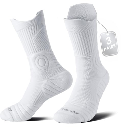 Findway 3 Paia Compressione Calzini Running Uomo Calze da Corsa,Anti-Vesciche & Con Supporto Dell'arco Plantare,Calzini Compressione da Corsa Trekking