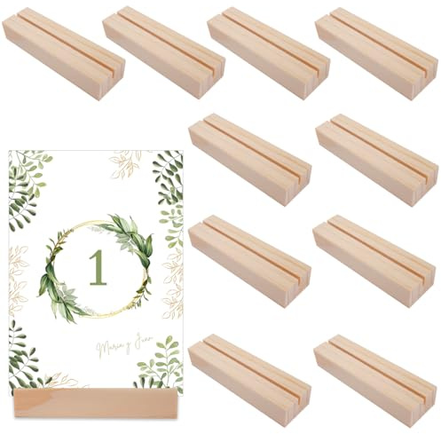 10 Pezzi Portacarte in Legno per Matrimoni, Porta Menu da Tavolo, Segnaposto Legno Supporto, per Bar, Negozio, Casa, Ristoranti Matrimoni Banchetti Feste Celebrazioni, per Decorazione Eventi di Festa