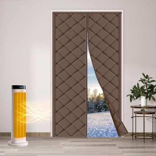 Winter Thermal Insulated Door Curtain Brown Soundproofing & Privacy W105*H205 Energy Saving Noise Reduction Room Darkening for Home Decor