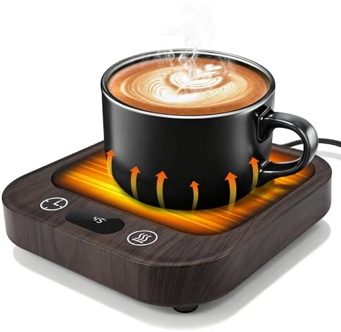 Glovios Chauffe Tasse,Chauffe Café de Bureau,avec 4 Réglages Température, avec Durée 2-8 Heures,Fonction D'arrêt Automatique Après 8 Heures,pour Chauffer Le Café/Le Lait/Le Cacao/Bougies