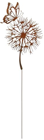 UNUS Spina in ruggine con farfalla in metallo, altezza 96 cm, decorazione da giardino effetto ruggine per aiuole, fiori e piante