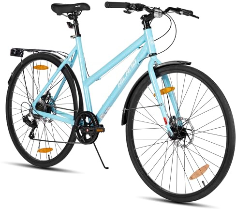 HILAND Velo 28 Zoll Rennrad, 7-Gang Urban Fahrrad mit Aluminiumrahmen, Cityräder für Erwachsene, Mechanische Scheibenbremsen, 700C Pendlerfahrrad für Herren und Damen
