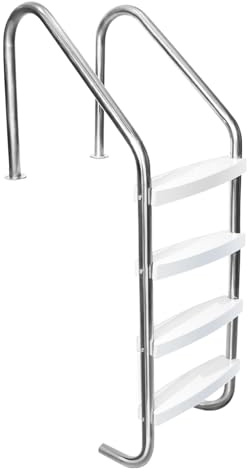 Scala per Piscina in Acciaio Inox a 4 Gradini, Gradini per Piscina con Protezione Antiscivolo, Scala per Piscine Interrate, 59 x 53 x 132 cm (4 Gradini)