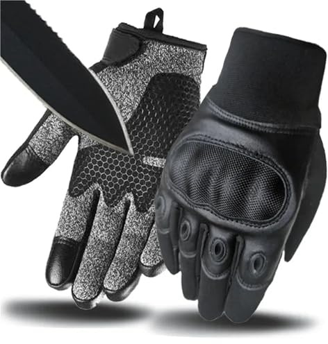 Guantes de corte, Guantes tácticos de nivel 5 anticorte y antipuñaladas for aficionados al ejército actividades aire libre. Se refiere a hombres fuerzas especiales, combate, autodefensa equitación(L)