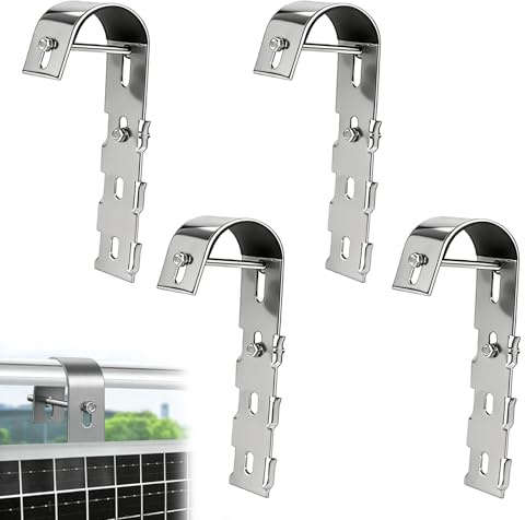 4 Piezas Ganchos Para Montaje De Paneles Solares: Ganchos Para Fotovoltaicos Solar, Fijación Sin Taladrar, Gancho De Fijación Para Central De Balcón Para Centrales Eléctricas De Balcón (Argento)