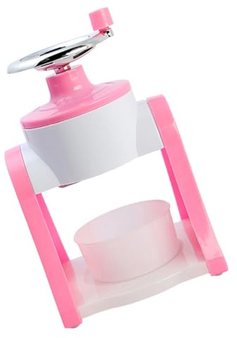 VICASKY Manueller Eiscrusher Eisrasierer aus Edelstahl Klein Rosa Haushalts Eiszerkleinerer für Sommer Desserts