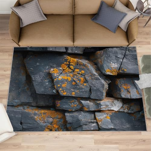 Generisch Steinteppiche für Wohnzimmer, Steinteppich, 160 x 230 cm, Naturstein, Esszimmerteppich, waschbar und rutschfest, großer Teppich für Heimdekoration