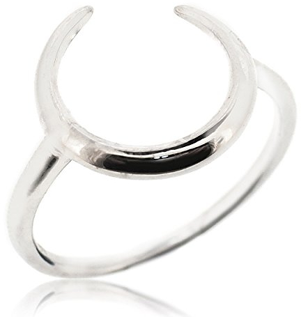 Sovats Plata de Ley 925 Anillo de Media Luna Abierta, Banda de Luna Minimalista para Mujer