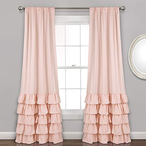 Lush Decor Set di pannelli per finestre per soggiorno, sala da pranzo, camera da letto (coppia), poliestere, rosa cipria, 101,6 cm di larghezza x 213,4 cm di lunghezza (confezione da 1)