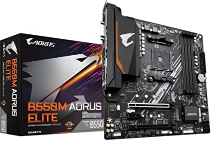 Gigabyte GIGABYTE B550M AORUS Elite (AM4/ AMD/ B550/ Micro-ATX/DDR4/Dual M.2/PCIe 4.0/Realtek GbE LAN/Gaming Carte mère)
