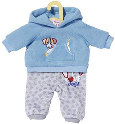 Dolly Moda Sport-Outfit mit blauem Kapuzenpulover mit grauer Hose für 43 cm große Puppen, 871324 Zapf Creation