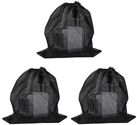 3 Pack Pump Barrier Bag with Drawstring Pond Pump Filter Bag Fish Pond Filter Mesh Bag 18.4×18.4