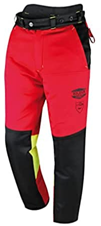 Solidur FEPA7M - Felin Typ A Klasse 1 Kettensägenhose - Version 7 cm kürzer - Außergewöhnlicher Komfort und Schutz - Größe L - Rot
