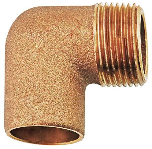 MegaHaustechnik Übergang Winkel 90 Grad 22 x 3/4“AG Lötfitting aus Messing für Rohr-Außendurchmesser 22mm zum Löten, mit 3/4 Zoll Außengewinde, Trinkwasser geeignet, Nr.4092G
