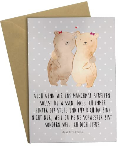 Mr. & Mrs. Panda Grußkarte Bären Schwestern - Geschenk, Sis, valentinstagskarte, einladungskarten, weihnachtskarten, Geschwisterliebe, Schwester, Muttertag, Grußkarten, Klappkarte, Zwillinge