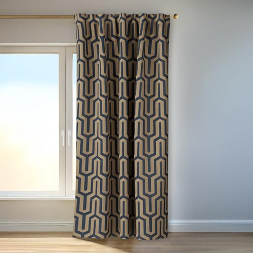 Homing Vorhang Tiaro | Petrol Gold | geometrisch Gemustert | Luxus modern | Schlafzimmer