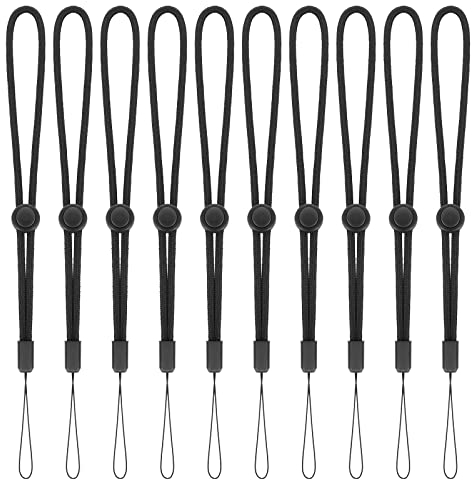 cobee Correa de muñeca de mano, paquete de 10 correas de muñeca de nailon ajustable, correas de muñeca de mano suaves para teléfono móvil, Camara, llave, MP3, MP4, Negro