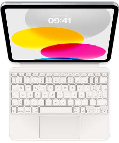 Apple Magic Keyboard Folio: tastiera e custodia per iPad (A16) e iPad (10ª generazione), design in due pezzi con tastiera staccabile e custodia che si aggancia magneticamente, Italiano – Bianca