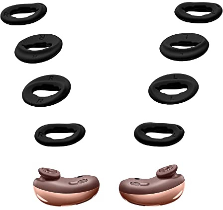 kwmobile 8x Auricolare Ricambio Compatibile con Samsung Galaxy Buds Live - Adattatori Antiscivolo Silicone Cuffie In-Ear nero - 2 Misure