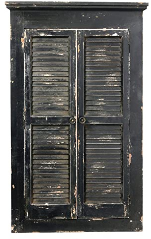 Sintosin Farmhouse Black Window Shutters Mirror Wall Decor 24 x 40 Inches, Hanging Distressed Rectangle Window Mirrors for Wall Decor, Rustic Wood Frame Decorative Wall Mirrors for Halloween