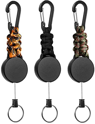 KIHONI 3 Stücke Schlüsselanhänger Ausziehbar, Schlüsselband Ausziehbar, ausweishalter schlüsselbänder ausziehbar mit 60cm Stahlseil, Einziehbarer Ausweis JoJo Schlüsselkette mit Karabiner