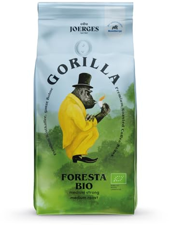 Joerges Gorilla Foresta Kaffee 1000g Geröstete Ganze Bohnen | Qualitäts-Arabica Blend | Für Siebträger und Vollautomat | Espresso