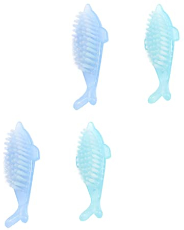 FRCOLOR 4stücke Delfin Nagelbürste Für Nägel Reinigen Nägelbürsten Mit Nageloberflächenpulver Maniküre-werkzeug in Tierform Mehrzweck-nial Für Nailart Und Nagelreinigung