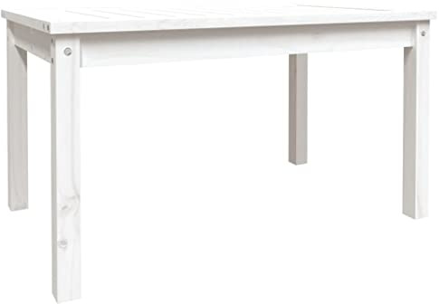 Makastle Gartentisch Kaffeetisch Terrassentisch Beistelltisch Couchtisch Balkontisch Loungetisch mit Holzrahmen, Garten Tisch für Indoors/Outdoors, Weiß 82,5x50,5x45 cm Massivholz Kiefer