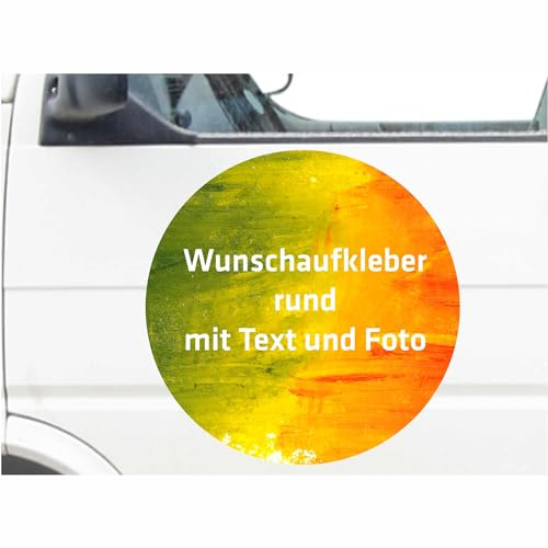 INDIGOS UG - Autoadesivo fai da te – Adesivo per auto con testo desiderato o motivo desiderato – rotondo fino a 120 cm con foto, dominio, nome o scritta – Adesivo personalizzato per auto