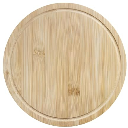 PARENCE.- Tabla de cortar redonda de madera - Soporte de corte, queso, pan, embutidos - 23cm de diámetro, madera
