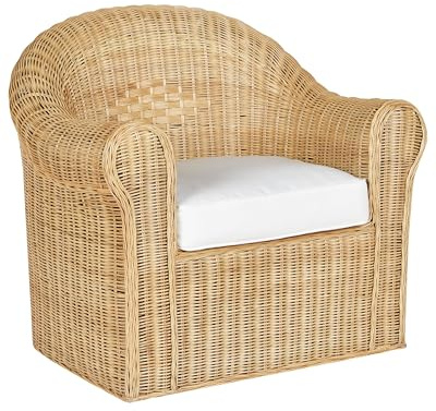 Beliani Poltrona da giardino in rattan naturale con Cuscino in tessuto di cotone